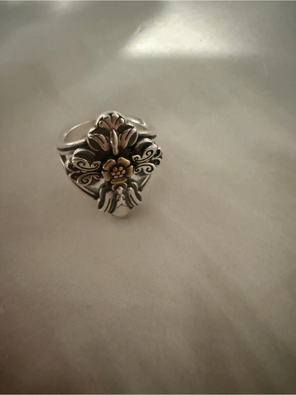 James Avery Two-Tone Floral Ring - Silver with bronze Accent